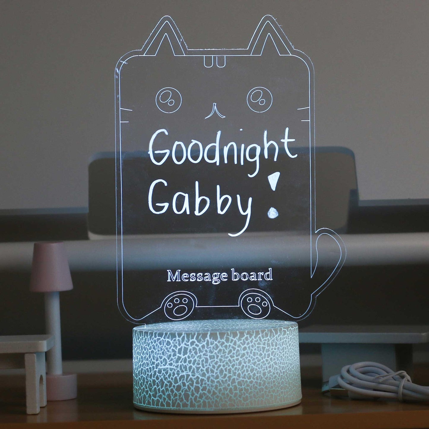 Happy Bubzzz Acrylic Writable Night Lamp - Cat