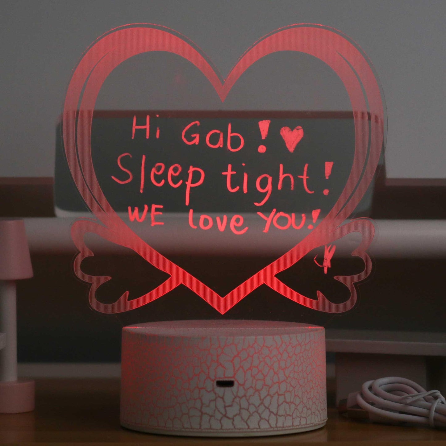 Happy Bubzzz Acrylic Writable Night Lamp - Heart