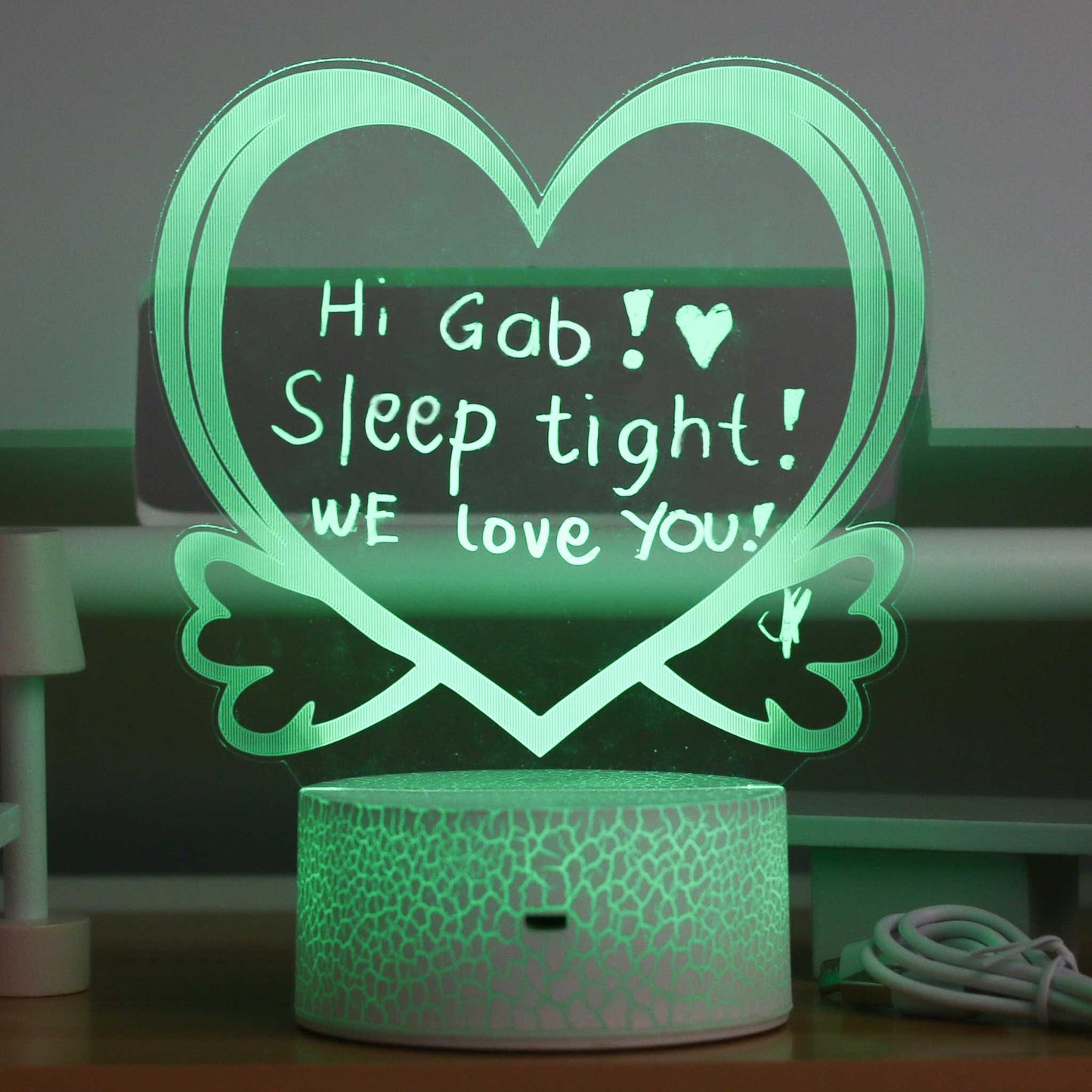 Happy Bubzzz Acrylic Writable Night Lamp - Heart