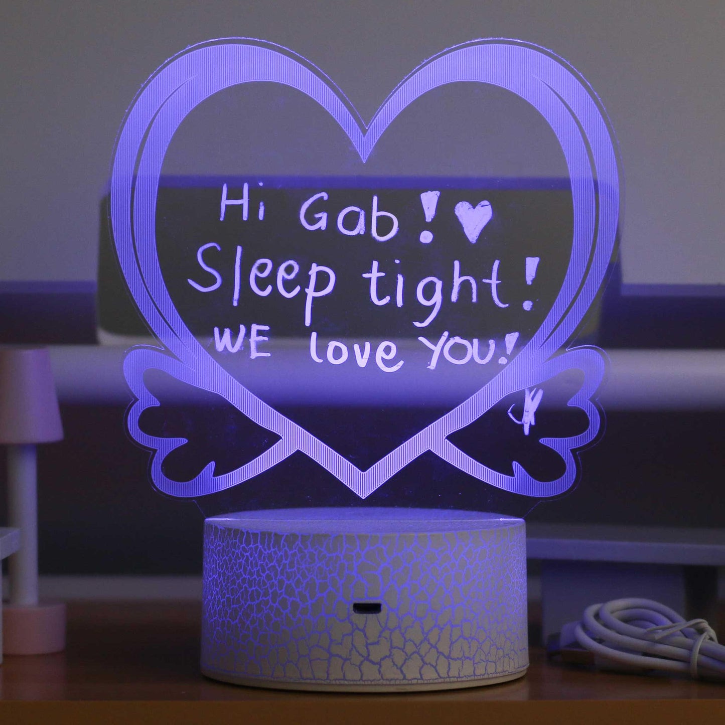 Happy Bubzzz Acrylic Writable Night Lamp - Heart