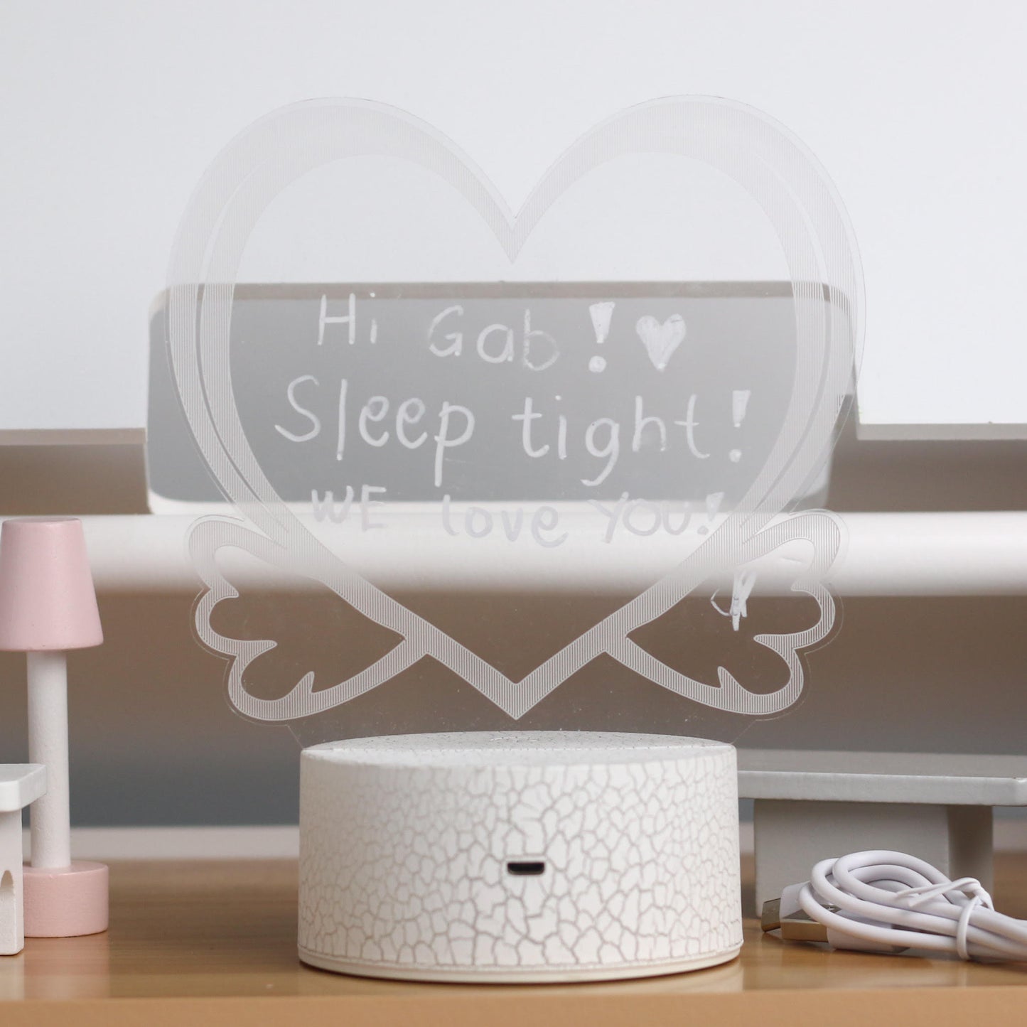 Happy Bubzzz Acrylic Writable Night Lamp - Heart