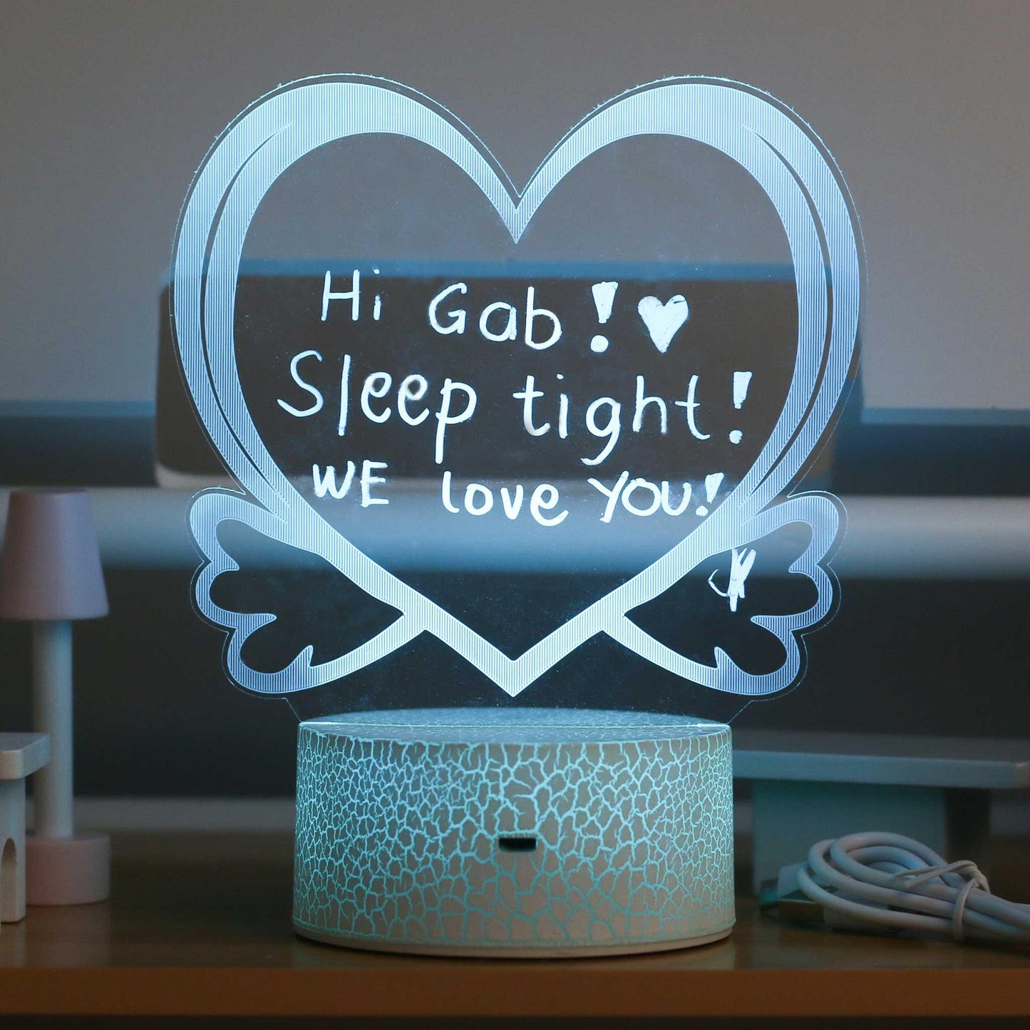 Happy Bubzzz Acrylic Writable Night Lamp - Heart
