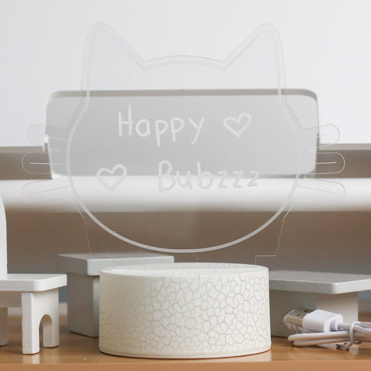 Happy Bubzzz Acrylic Writable Night Lamp - Kitty