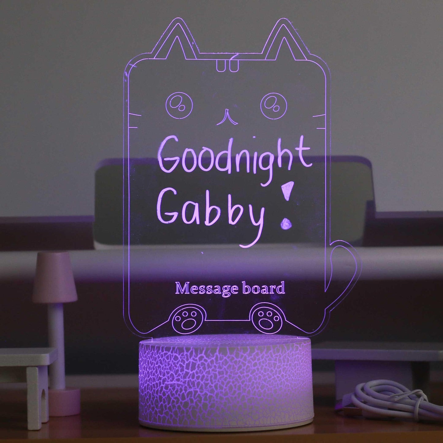 Happy Bubzzz Acrylic Writable Night Lamp - Cat