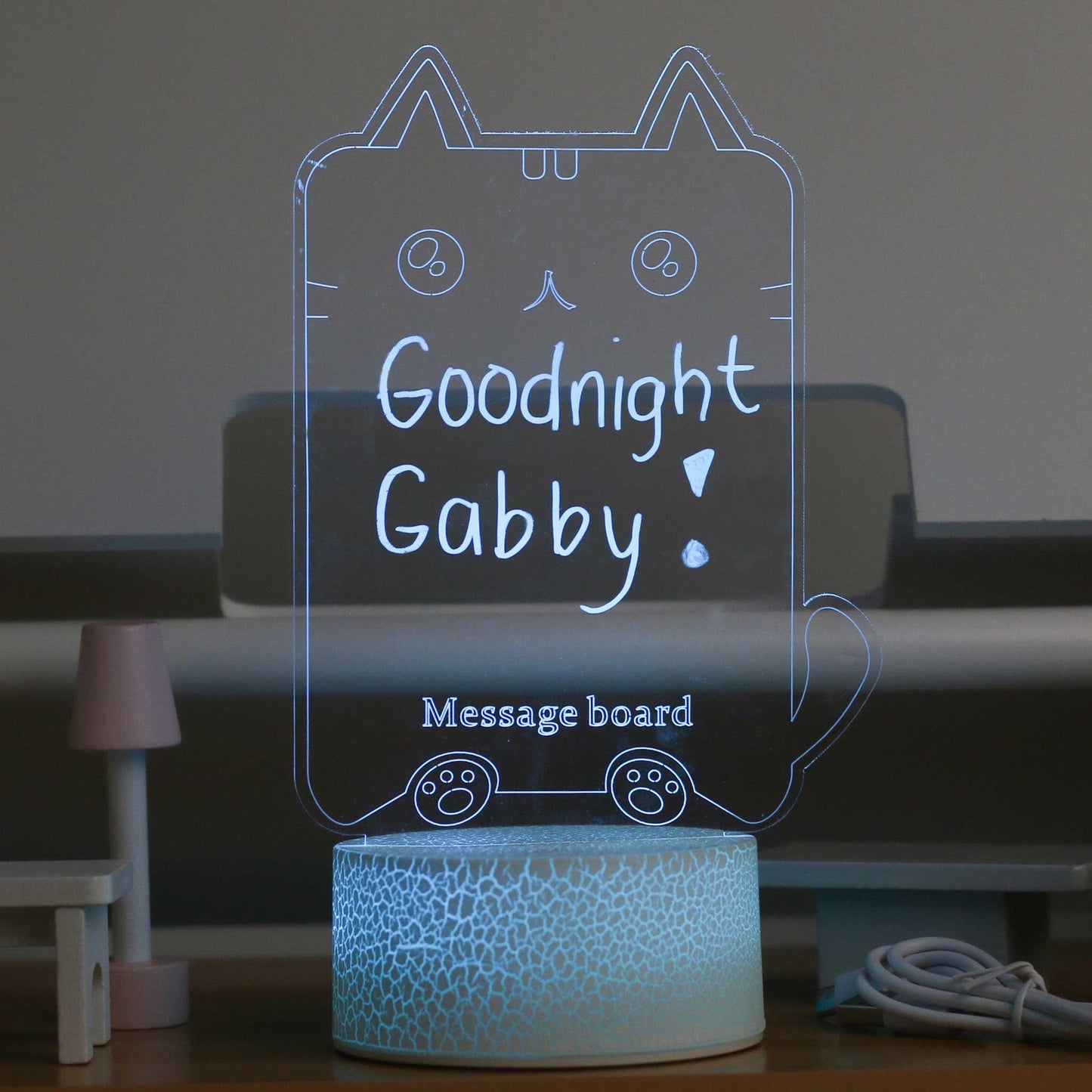 Happy Bubzzz Acrylic Writable Night Lamp - Cat