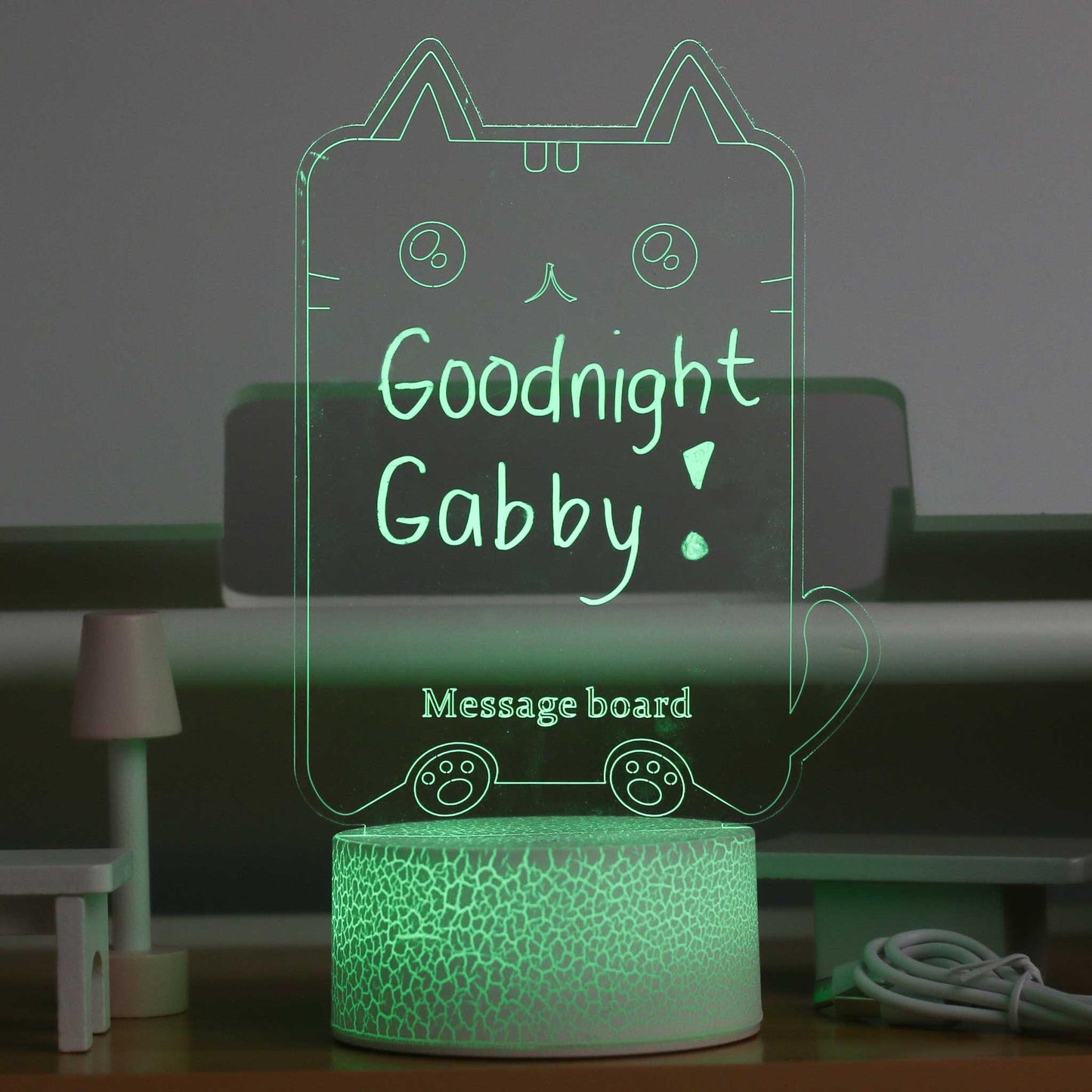 Happy Bubzzz Acrylic Writable Night Lamp - Cat