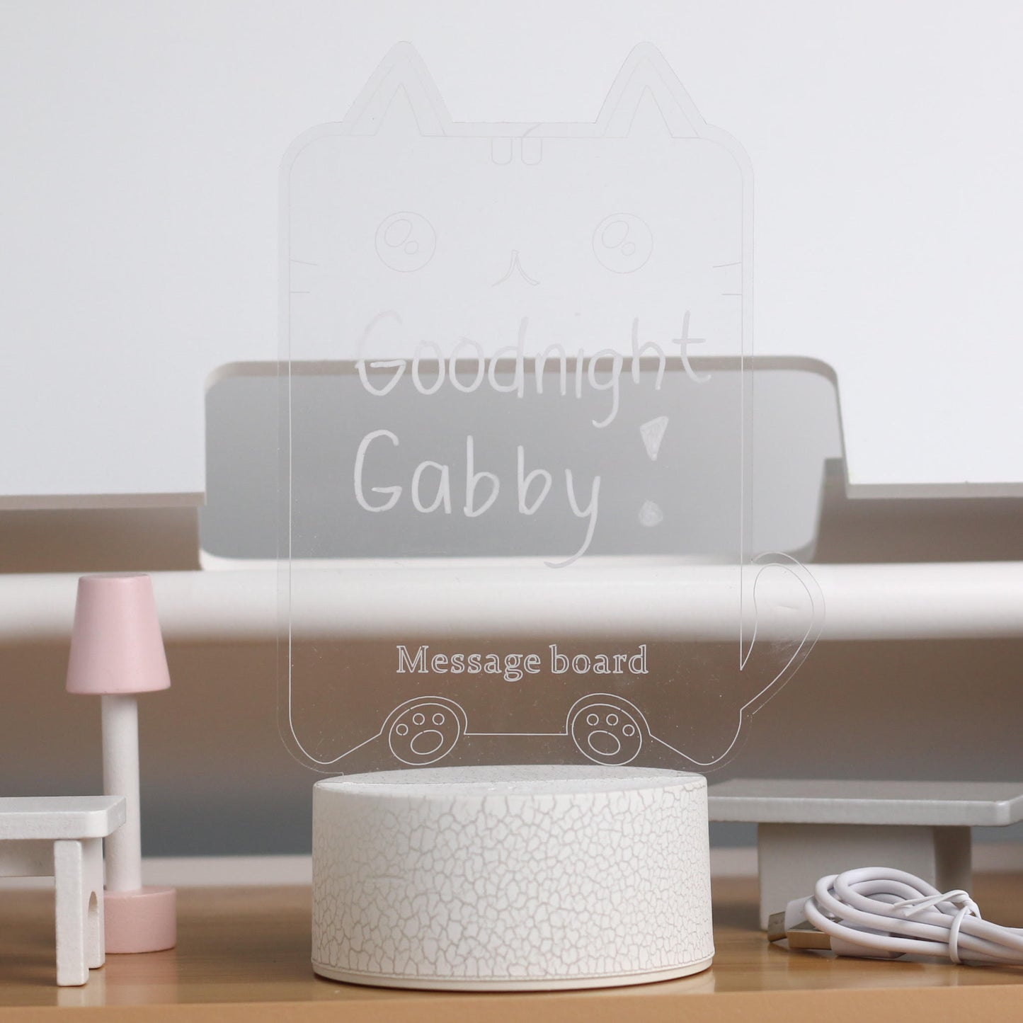 Happy Bubzzz Acrylic Writable Night Lamp - Cat